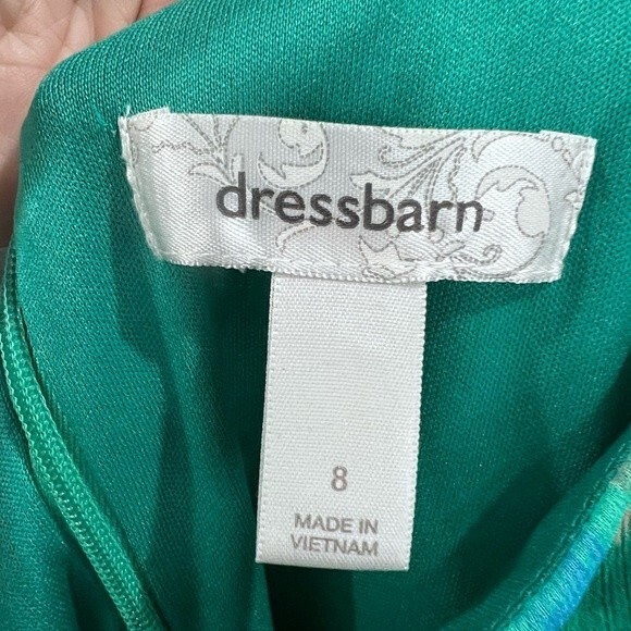 Green blue and gray abstract print dress size 8 - Picture 6 of 6